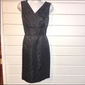 Tahari Black Leopard Fitted Cocktail Party Dress 6